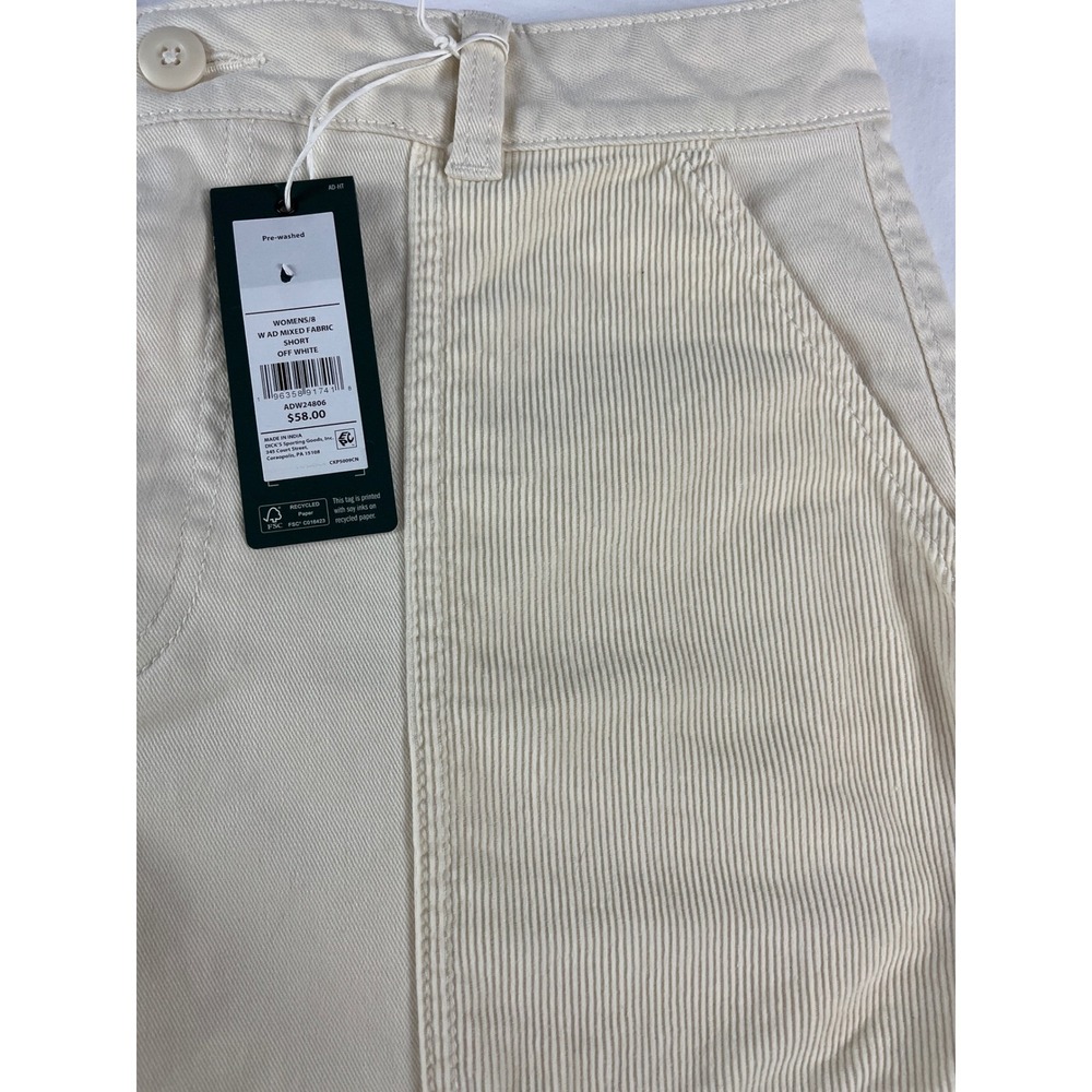 Alpine Design Womens Size 8 Off White High Rise‎ Mixed Fabric Corduroy Shorts